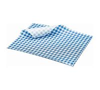 Genware DE316BL Greaseproof Paper Gingham Print Blue 25 x 20cm