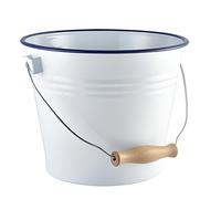 GenWare Enamel Bucket White with Blue Rim 22cm - Retro Enamel Ice Bucket with Handle, 5.2L Metal Enamelware Bucket for Beer Wine Ice Drinks & Food Presentation - Vintage Style Serving Bucket