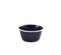 Genware Enamel Deep Pie Dish Black with White Rim 12cm, Single