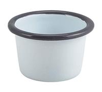 Genware Enamel Ramekin White and Grey 3.2oz / 90ml - Set of 12 - Ramekins, Dipping Pots, Sauce Pots