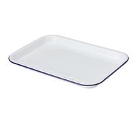 GenWare Enamel Serving Tray White with Blue Rim 33.5 x 23.5cm, 942933WH, Single