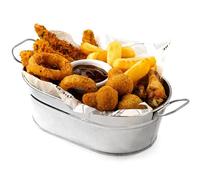 Genware Galvanised Steel Tub Rectangular 15 x 23 x 7cm | Oblong Tub, Serving Bucket, Condiment Bucket, Chip Bucket