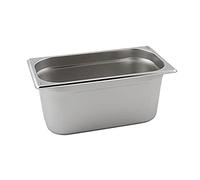 Genware GN13-150 Stainless Steel Gastronorm Pan, 1/3 GN, 327 mm Length, 176 mm Width, 150 mm Deep