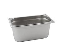 Genware GN13-65 Stainless Steel Gastronorm Pan, 1/3 GN, 327 mm Length, 175 mm Width, 65 mm Deep