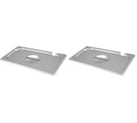 Genware GN13-NLID Stainless Steel Gastronorm Pan with Notched Lid, Size 1/3 (Pack of 2)