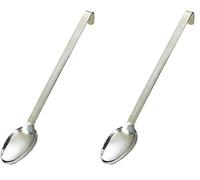 Genware HDS45-S Stainless Steel Heavy Duty Solid Spoon, 45 cm Length (Pack of 2)