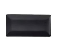 Genware Luna Black Stoneware Rectangular Plate 30 x 15cm - Pack of 6