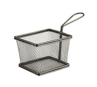 Genware Mini Presentation Fry Basket Black 12.5 x 10 x 8.5cm - Set of 6 - Food Serving Basket