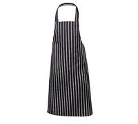 Genware NA08 Butchers Stripe Bib Apron, 70 cm x 100 cm, Navy