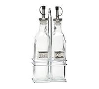 Genware NEV-2016 Glass Oil And Vinegar, Square With Chrome Stand