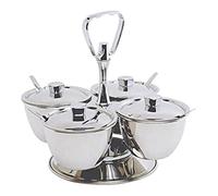 Genware NEV-8053-4 Revolving Relish Server 4-Way, Stainless Steel