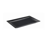 Genware NEV-B2774 Luna Rectangular Coupe Plate, Stoneware, 25 cm x 15 cm, Black (Pack of 6)