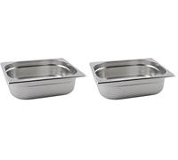 Genware NEV-GN12-20 Stainless Steel Gastronorm Pan, Size 1/2, 20 mm Deep (Pack of 2)