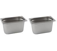 Genware NEV-GN14-100 Stainless Steel Gastronorm Pan, Size 1/4, 100 mm Deep (Pack of 2)