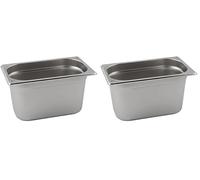 Genware NEV-GN14-150 Stainless Steel Gastronorm Pan, Size 1/4, 150 mm Deep (Pack of 2)
