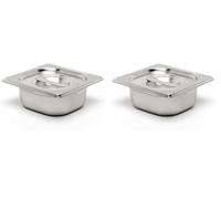 Genware NEV-GN19-65 Stainless Steel Gastronorm Pan, Size 1/9, 65 mm Deep (Pack of 2)
