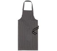 Genware NEV-NA08BK Butchers Stripe Bib Apron, 70 cm x 100 cm, Black