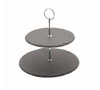 Genware NEV-SLT-2TCS Cake Stand with 2 Tier Slate, 20/25 cm