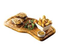 Genware OWSB Serving Board with Groove, Olive Wood, 40 cm x 21 cm