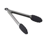 Genware STT-9S Locking Tongs with Silicone Tip, Stainless Steel, 23 cm/9"