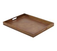 Genware Tray Acacia Wood Dishwasher Safe Brown