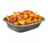 Genware Vintage Steel Pie Dish 20cm (7.8") Stainless Steel Oblong Serving Dish - Oven Safe Industrial Style Individual Pie & Side Dish for Restaurant, Gastropub & BBQ Presentation