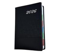 genXon 2026 A5 Day A Page Diary Organiser with Time Slots Weekly Indicator and Coloured Month Tabs Professional Planner Business Appointment Book Writing Journal Black
