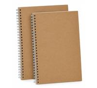 genXon A4 Graph Notebook Pack of 2 - Spiral Bound Square Grid Paper Pad | 160 Pages / 80 Sheets 5mm Squared Journal, Kraft Cover Math Notebook for School, Work Design, Bulk Journals