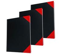 genXon A4 Notebook Ruled Margin Sheets Writing Journal for Office School 100gsm 160 Pages Black Cover (Pack of 3)