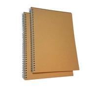 genXon A4 Spiral Notebooks Pack of 2 Lined Writing Pads for School Office & Journaling Wiro Kraft Cover Wide Ruled Paper Notebook 160 Pages 70gsm Paper Wirebound Exercise Books