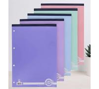 genXon A4 Writing Pad Office Desk Study Refill Notes White Lined Wide ruled Margin Tear off 160 Pages Pastel Colour Card cover Notepads(Pack of 5)