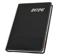 genXon A5 Day a Page Diary Organiser 2026 with Time Slots Weekly Indicator and Coloured Month Tabs Professional Planner Business Appointment Book Writing Journal Black