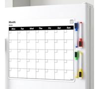 Genxon Magnetic Monthly Planner Fridge Board A3 Landscape Whiteboard | Comes With 4 Dry Wipe Markers, W t a Glance, Family Planner