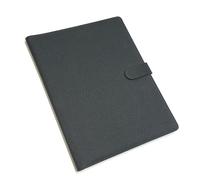 GenXon Professional A4 Conference Portfolio Folder, Black Document Organizer with Business Card Slots, Notepad Holder, Executive Style Work Case