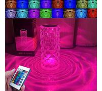 Genyerl 16 Colors Rechargeable Acrylic Bedside Lamp,Touch Control Rose Crystal Table Lamp,Rose Crystal Diamond Table Lamp,LED Night Light for Bedroom,Gift for Kids Teens Adults Lover