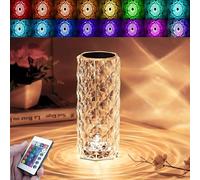 Genyerl Touch Control Rose Crystal Table Lamp, Rose Crystal Diamond Table Lamp,LED Night Light 16 Colors Rechargeable Acrylic Bedside Lamp,Romantic Lighting Decor for Bedroom,Party,Office,Bar