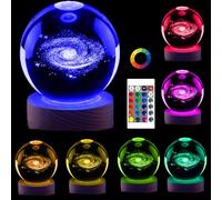 Genyerl3D Galaxy Light,16 Color Solar System Crystal Ball Night Light,3.15 Inch Galaxy Glass Ball Lamps with Remote Control LED Wooden Base,Unique Astronomy Universe Gifts for Boys Girls (GY-Galaxy)
