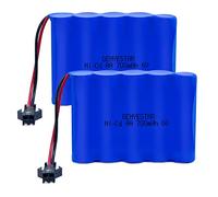 GENYESTAR 2 Pack 6.0V 700mAh Ni-cd Rechargeable AA Battery Pack for 11 Channel RC Excavator RC Truck Amphibious Stunt RC Cars Vehicles (SM2P Plug and 2 USB Charger Cable)