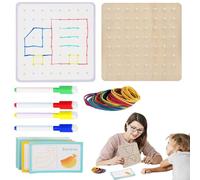 Geo Board Set - Wooden Geoboard For,Wooden Geoboard With Rubber Bands Graphical Math Pattern Blocks Geo Board - Educational Toy For Kids