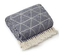 Geo Diamond Collection Recycled Cotton Throw New Edge Blinds Blue 228cm x 254cm