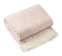 Geo Diamond Collection Recycled Cotton Throw New Edge Blinds Pink 178cm x 254cm
