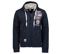 GEO NORWAY Gotham Men - Sweatshirt with Hood and Zip - Men's Logo Sweatshirts - Long Sleeve Warm Hooded Sweatshirt - Casual Sports Sweatshirt - Blue - Medium