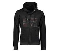 GEO NORWAY Gotz Men - Hooded Sweatshirt with Zip - Logo Sweatshirts for Men - Warm Long Sleeve Hoody - Casual Sport Sweatshirt Regular, Black, M