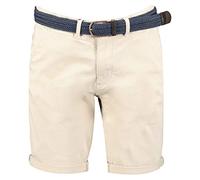 GEO NORWAY PLAGEO Men Men's Chino Bermuda Shorts with Belt Short Bermuda Shorts with Large Pockets Cotton Cargo Shorts Comfortable Summer Regular-Waist Cut Shorts Off-White Machine Wash Pants XXL