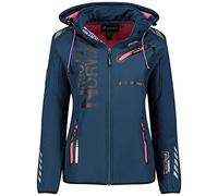 GEO NORWAY Reine Lady - Women's Waterproof Softshell Jacket - Warm Outdoor Hooded Jacket - Zipped Windproof Winter Jacket - Outdoor Hiking Activities - Blue - S