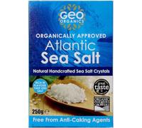 Geo Organics Atlantic Sea Salt 250g (Pack of 3) | Organically Approved Unrefined Sea Salt Crystals | Natural & Hand Crafted | Additive-Free, Non-GMO, Gluten-Free, Vegan | Free From Anti-Caking Agents