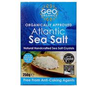Geo Organics Atlantic Sea Salt 250g (Pack of 6) | Organically Approved Unrefined Sea Salt Crystals | Natural & Hand Crafted | Additive-Free, Non-GMO, Gluten-Free, Vegan | Free From Anti-Caking Agents