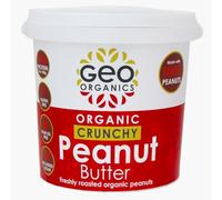 Geo Organics Crunchy Peanut Butter 1kg Tub (1pk) - Made with 100% Organic Roasted Peanuts -Natural, No Palm Oil, No Added Sugar, No Salt, Hi-Oleic Peanuts, High Protein, Gluten Free, Vegan, Dairy Free
