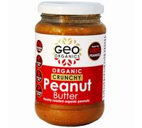 Geo Organics Crunchy Peanut Butter 350g Jar (1pk) -Made with 100% Organic Roasted Peanuts -Natural, No Palm Oil, No Added Sugar, No Salt, Hi-Oleic Peanuts, High Protein, Gluten Free, Vegan, Dairy Free