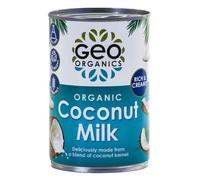 Geo Organics Organic Coconut Milk 400ml - Natural, Vegan, Dairy-Free, Unsweetened, Ideal for Cooking & Baking (400ml (Pack of 12))